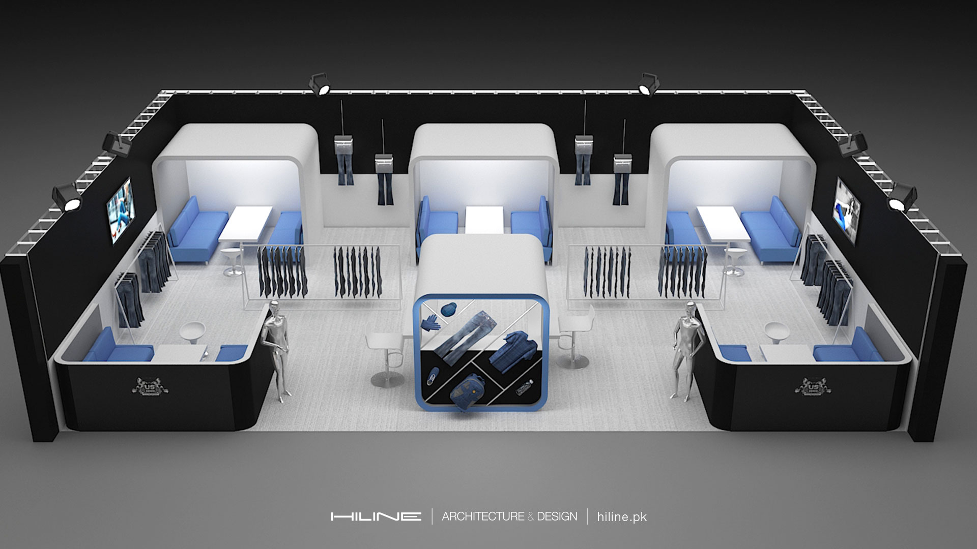 US Group Denim PV Paris 2016 Trade Show by Hiline  3d model interior design 